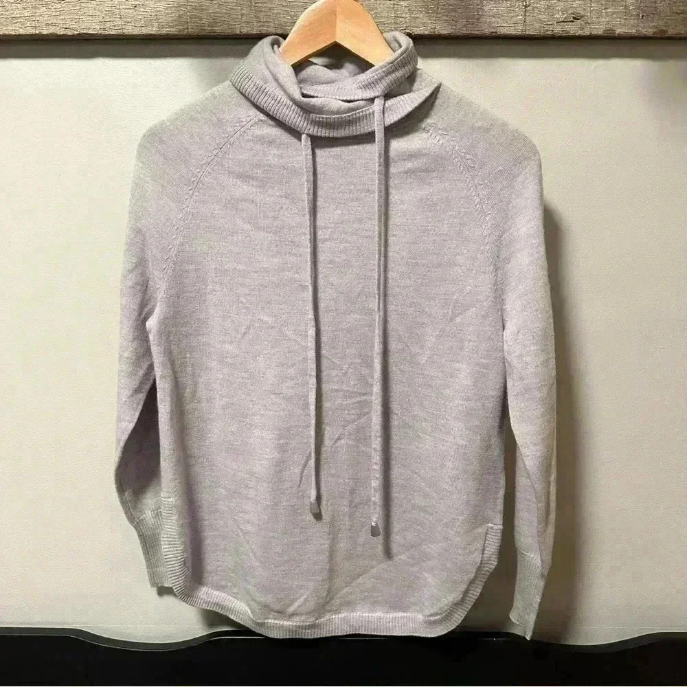 Cynthia Rowling 100% Extrafine Merino Wool Drawstring Cowl Neck Sweater